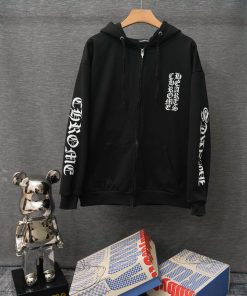 【CHROME HEARTS】クロムハーツ★男女兼着 バーティカルロゴ ジップアップ フーディ パーカー 2608-CK130