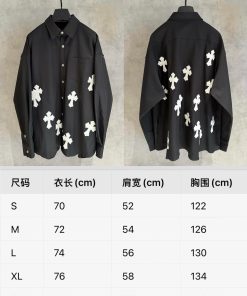 【超希少】CHROME HEARTS◆クロムハーツ★クロスチャーム レザーパッチ 長袖 シャツ 2610CP180-CH020